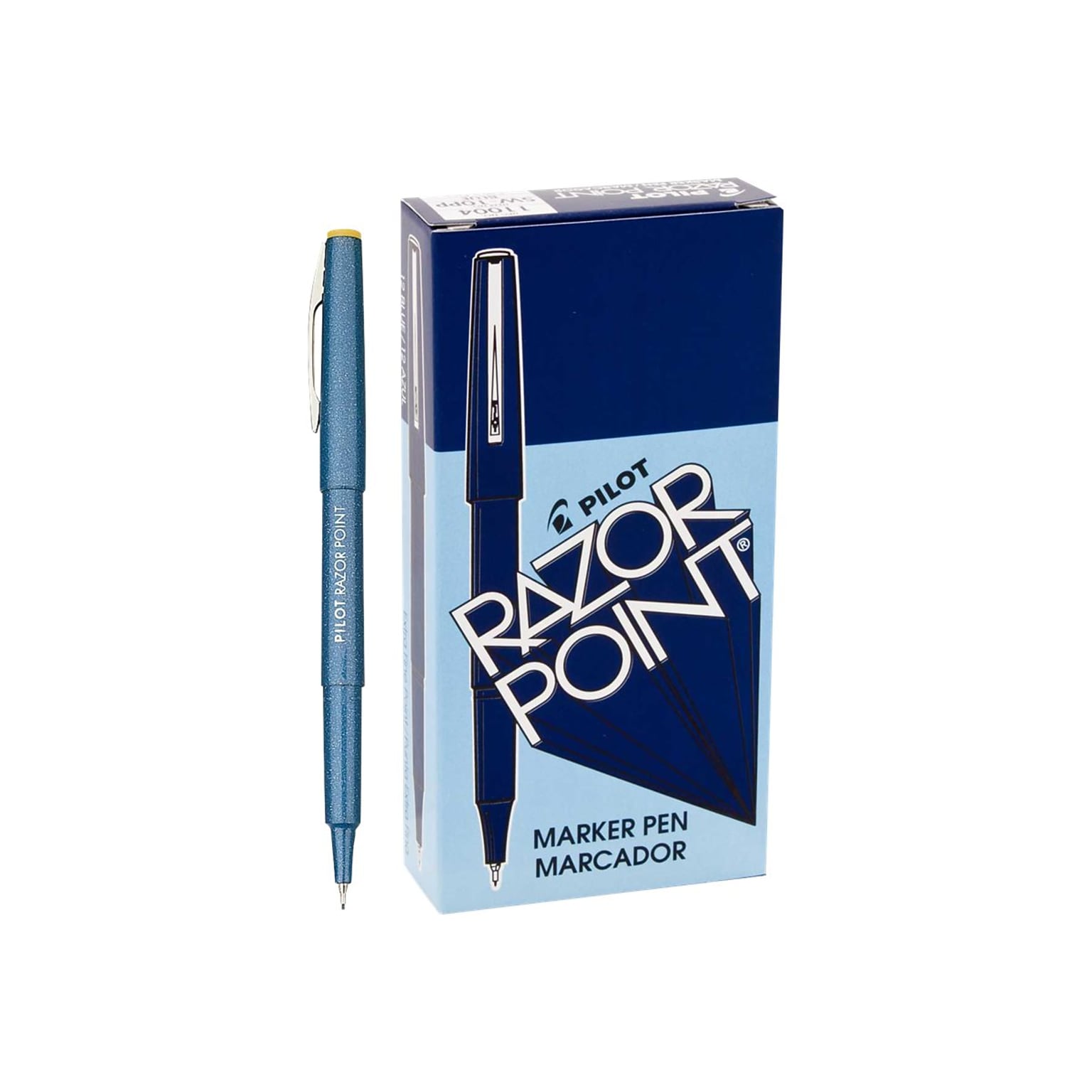 Pilot Razor Point Marker Pens, Ultra Fine Point, Blue Ink, Dozen (11004)