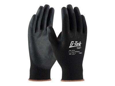 G-Tek 33-B125 Polyurethane Coated Nylon Gloves, Medium, 13 Gauge, Black, 12 Pairs (33-B125/M)