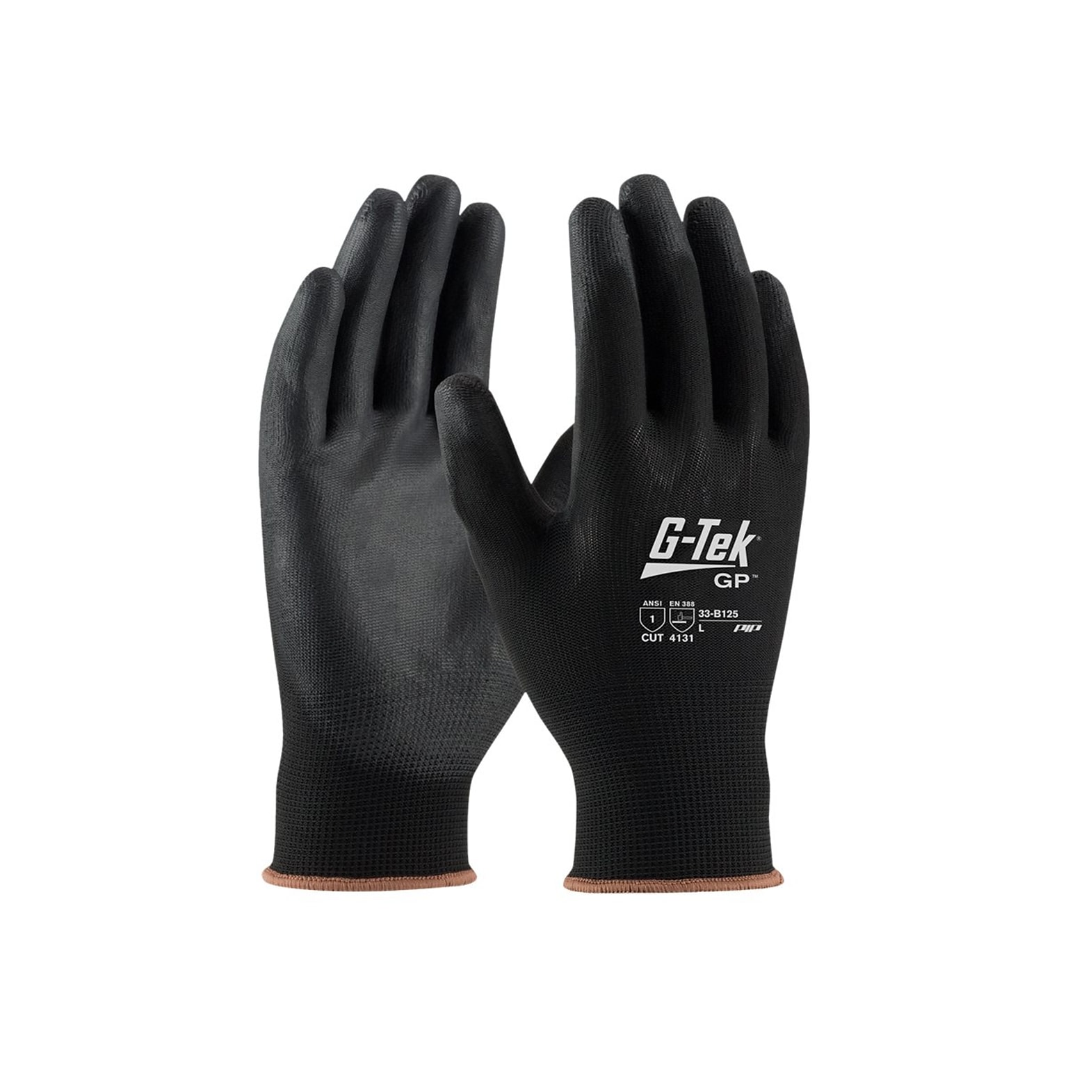 G-Tek 33-B125 Polyurethane Coated Gloves, Medium, 13 Gauge, Black, 12 Pairs (33-B125/M)