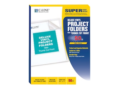 C-Line Deluxe Project Folders, Letter, Transparent, 50/Box (62138)