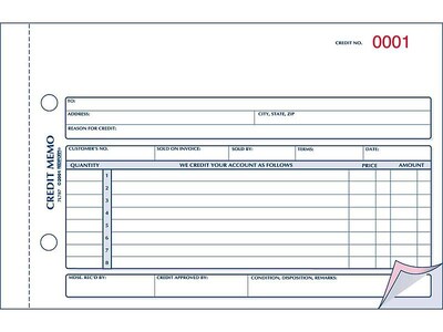Rediform 3-Part Carbonless Credit Memos, 5.5L x 7.88W, 50 Sets/Book (RED7L787)