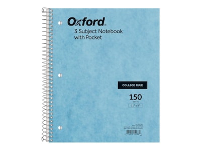 Oxford 3-Subject Notebooks, 9 x 11, College Ruled, 150 Sheets, Each (25-136R)
