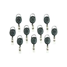 Staples Metal Carabiner Badge Reels, 30 Retractable Cord Length, Metal, Smoke, 10/Pack (41792-CC)