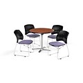 OFM 36 Inch Round Flip Top Cherry Table and Four Lavender Chairs (PKG-BRK-165-0002)