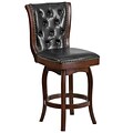 26 High Cappuccino Wood Counter Height Stool with Black Leather Swivel Seat [TA-240126-CA-GG]