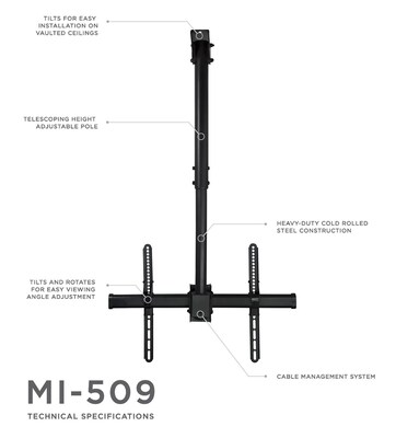 Mount-It! Full Motion Flat Screen TV Ceiling Mount Bracket for 32" to 70" VESA Mount TVs (MI-509B)