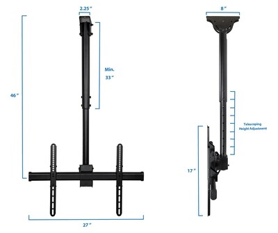 Mount-It! Height Adjustable Ceiling TV Mount Bracket for 32-70" Flat Screens (MI-509L)