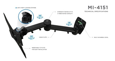 Mount-It! Full Motion TV Wall Mount Bracket for 13" to 42" Flat Screen Displays (MI-4151)