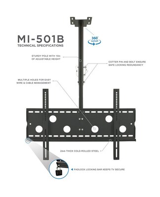 Mount-It! Full-Motion Tilting Ceiling Mount for 42" to 80" Flat Screen TVs (MI-501L)