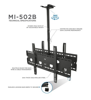 Mount-It! Dual TV Ceiling Mount, Full Motion Mount for 32" to 75" Flat Screen TVs (MI-502B)