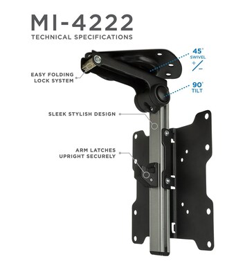 Mount-It! Under Cabinet Folding TV Bracket for 17"-37" Flatscreeens (MI-4222)