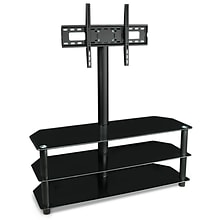 Mount-It! – TV Center Stand – With Mount and Glass Shelves for Audio Video – Black  (MI-863)