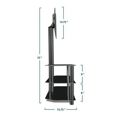 Mount-It! – TV Center Stand – With Mount and Glass Shelves for Audio Video – Black  (MI-863)