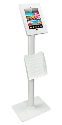 Mount-It! Secure iPad Floor Stand with Document Holder, White, Refurbished (MI-3770W)