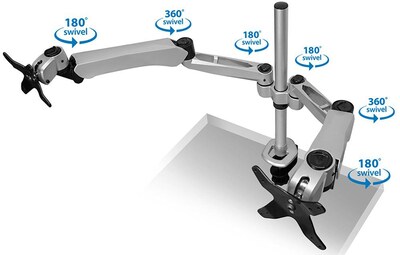 Mount-It! Modular Spring Arm Adjustable Monitor Arm, Up to 27" Monitors, Silver (MI-45116S)