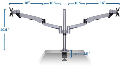 Mount-It! Modular Spring Arm Adjustable Monitor Arm, Up to 27" Monitors, Silver (MI-45116S)