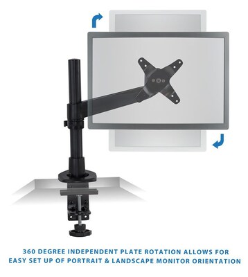 Mount-It! Modular Height Adjustable Adjustable Monitor Mount, Up to 27" Monitors, Black (MI-32116B)