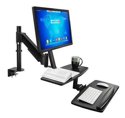 Mount-It! Sit Stand Standing Desk Converter, Articulating Stand-Up Workstation with Monitor Mount, Height Adjustable (MI-7901)