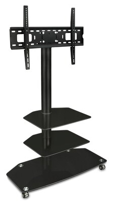 Mount-It! 3-Shelves Mobile TV Stand with Rolling Casters, Black (MI-870)