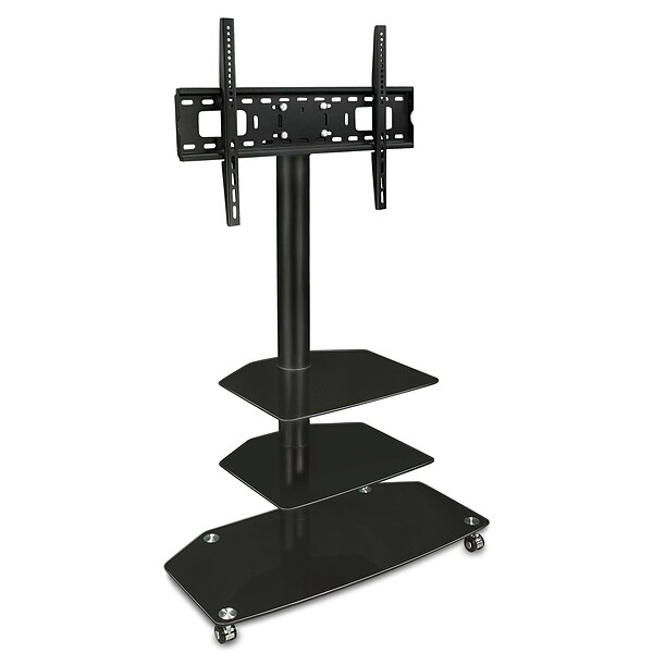 Mount-It! 3-Shelves Mobile TV Stand with Rolling Casters, Black (MI-870)