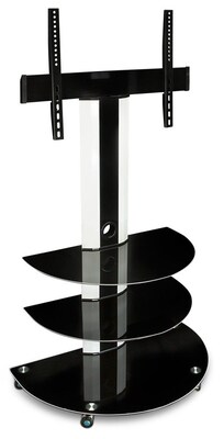Mount-It! 3-Shelves Steel TV Cart Mobile TV Stand, Black (MI-873)