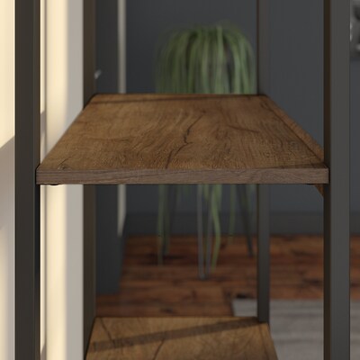 Bush Furniture Latitude 4 Shelf Etagere Bookcase, Rustic Brown Embossed (LAB130RB-03)