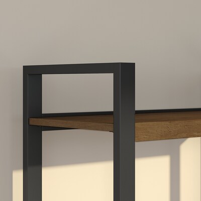 Bush Furniture Latitude 4 Shelf Etagere Bookcase, Rustic Brown Embossed (LAB130RB-03)