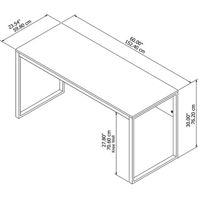 Bush Furniture Latitude 60"W Writing Desk, Rustic Brown Embossed (LAD160RB-03)
