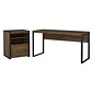 Bush Furniture Latitude 60W Writing Desk with Printer Stand File Cabinet, Rustic Brown Embossed (LAT002RB)