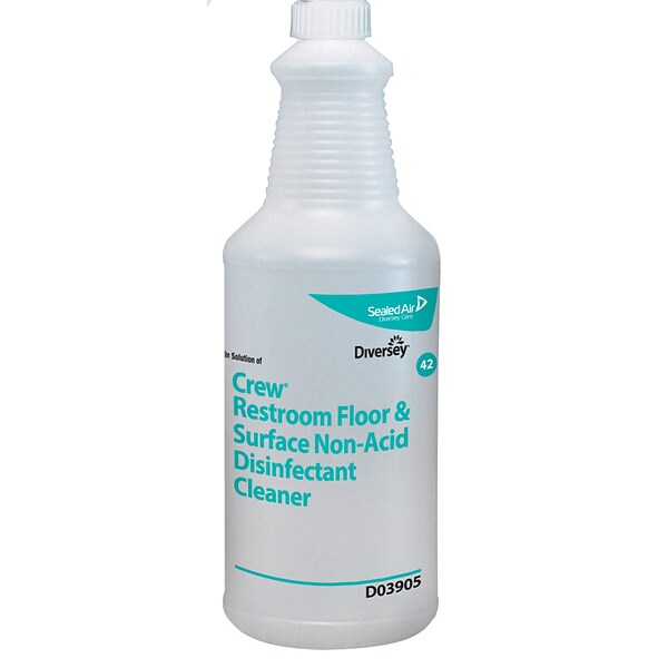 Diversey Silk Screen Crew Restroom Floor & Surface Non-Acid Disinfectant Cleaner Bottle, 32 oz. (D03905)