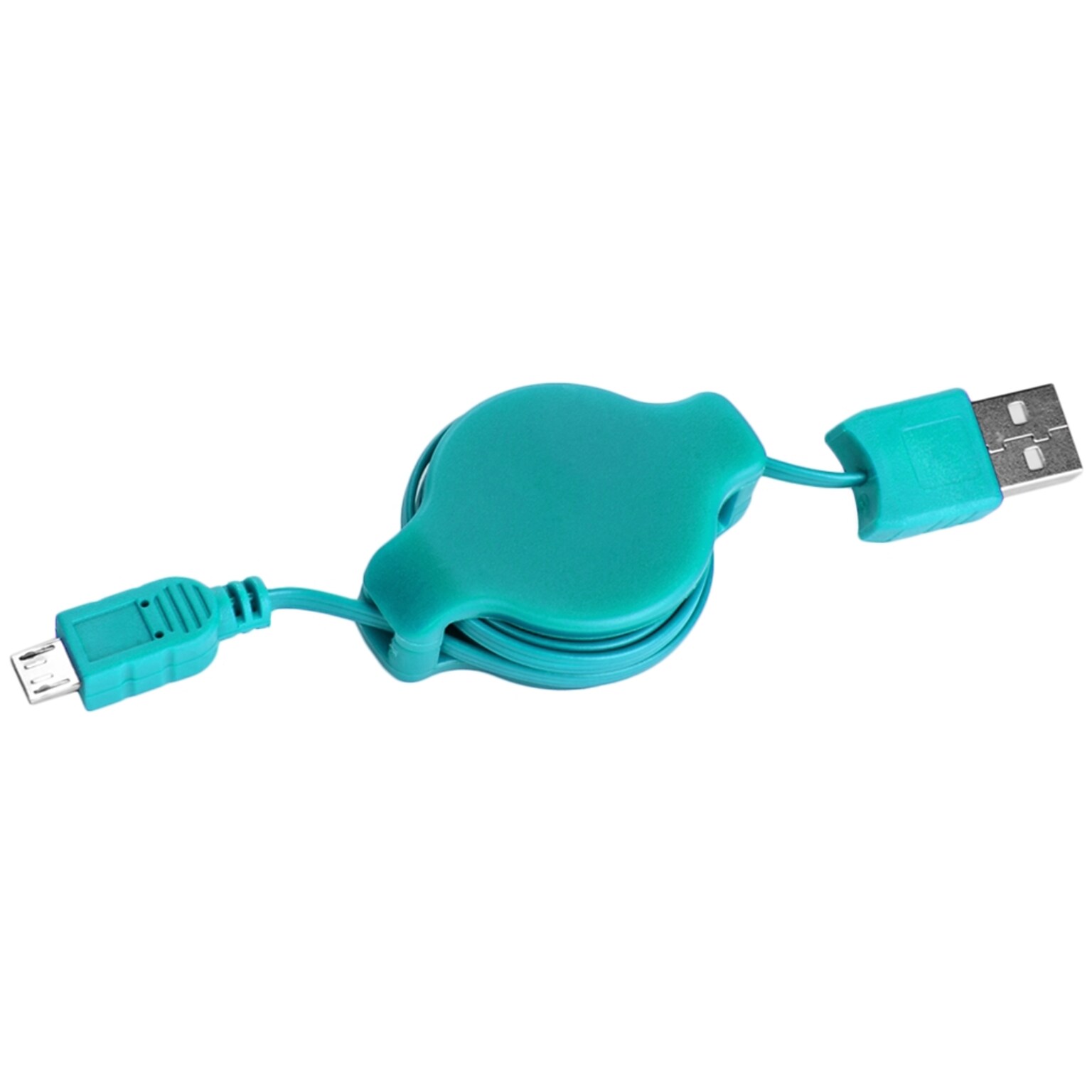 SumacLife Aqua Blue Retractable USB  Micro USB Sync and Charge Cable