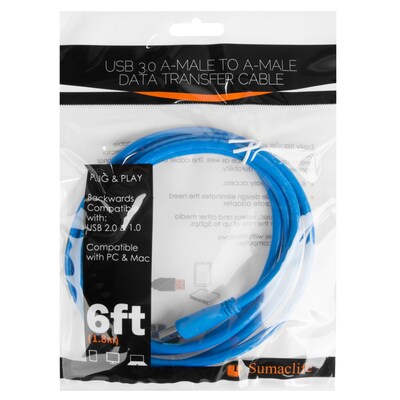 SumacLife Blue USB 3.0 Extension Cable A-Male to A-Male –Blue 6Feet