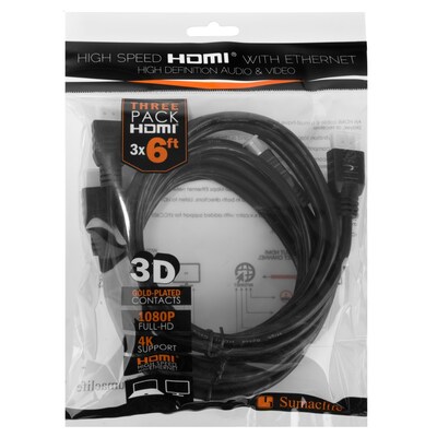 SumacLife 3 pack 6 FT HDMI Cable Black