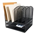 Adir Office Black Mesh Desk Organizer with Two Horizontal and Six Upright Sections