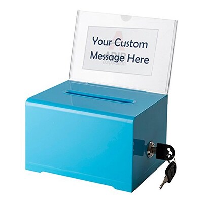 Adir Office Blue Acrylic Donation & Ballot Box w lock