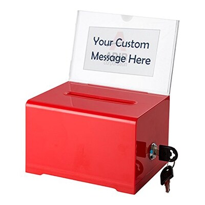 Adir Office Red Acrylic Donation & Ballot Box w lock