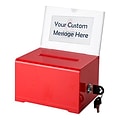 AdirOffice Locking Acrylic Donation & Ballot Box, Red (637-RED)