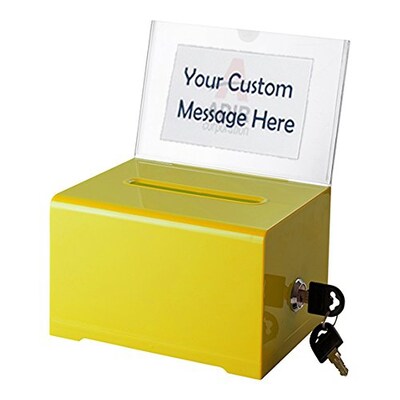 Adir Office Yellow Acrylic Donation & Ballot Box w lock