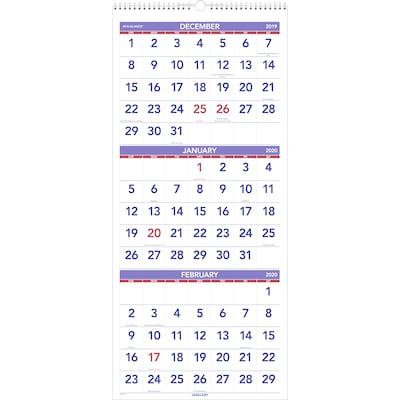 2020 AT-A-GLANCE 12 x 27 3-Month Reference Vertical Wall Calendar (PM11-28-20)