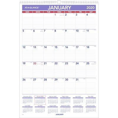 2020 AT-A-GLANCE 15 1/2 x 22 3/4 Monthly Wall Calendar (PM3-28-20)