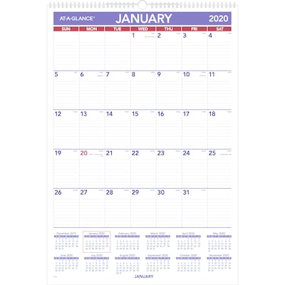 2020 AT-A-GLANCE 15 1/2 x 22 3/4 Monthly Wall Calendar (PM3-28-20)