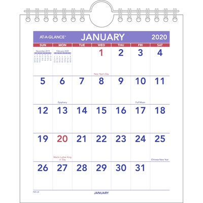 2020 AT-A-GLANCE 7 x 8 Mini Monthly Wall Calendar (PM5-28-20)