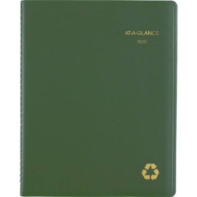 2020 AT-A-GLANCE 8-1/4x 11 Recycled Weekly/Monthly Appointment Book, Green (70-950G-60-20)