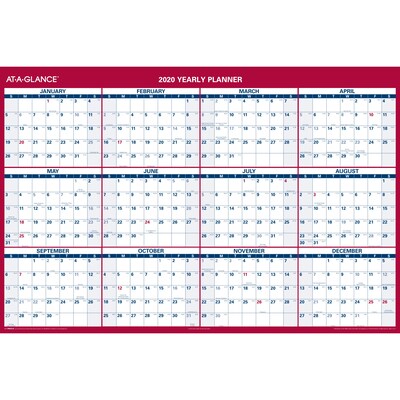 2020 AT-A-GLANCE 48 x 32 Vertical/Horizontal Erasable Yearly Wall Calendar (PM326-28-20)