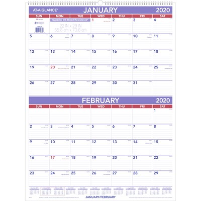2020 AT-A-GLANCE 22 x 29 Two Month Wall Calendar (PM9-28-20)