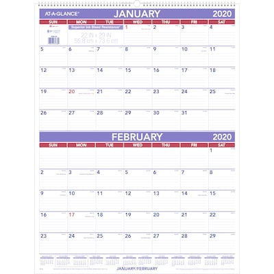 2020 AT-A-GLANCE 22 x 29 Two Month Wall Calendar (PM9-28-20)