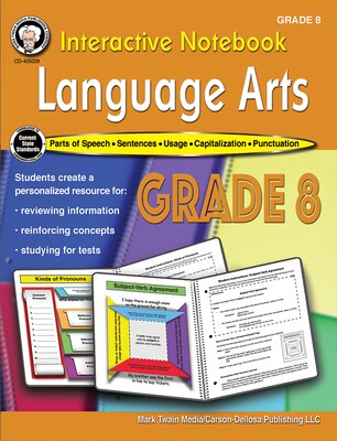 Interactive Notebook Language Arts Resource Book by Schyrlet Cameron, Grade 8, Paperback (405029)