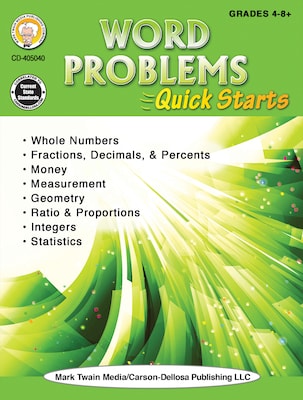 Word Problems Quick Starts Workbook by Anne Steele, Paperback (405040)