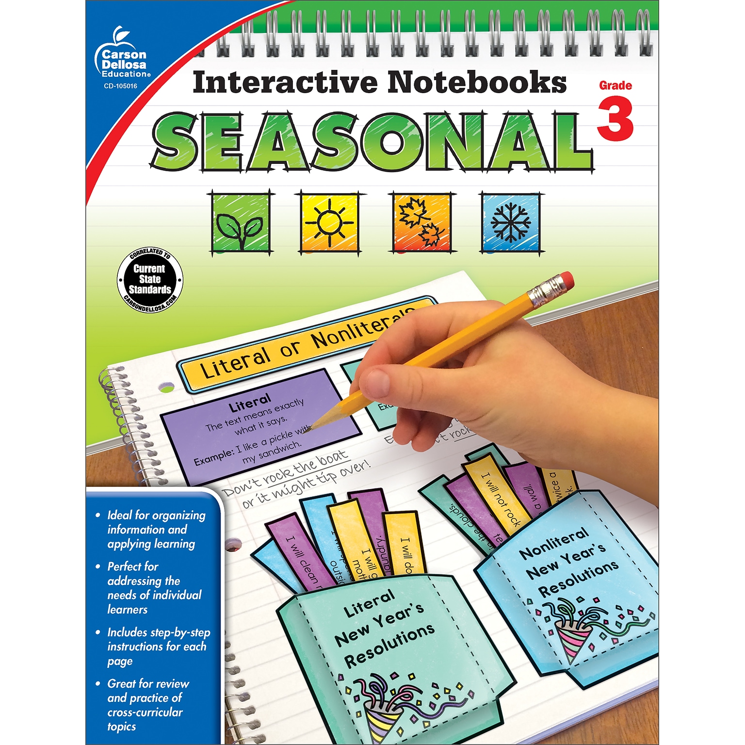 Carson-Dellosa Interactive Notebooks Seasonal, Grade 3 Paperback (105016)