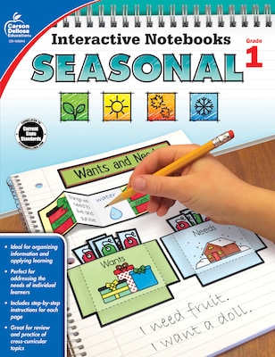 Carson-Dellosa Interactive Notebooks Seasonal, Grade 1 Paperback (105014)